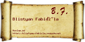 Blistyan Fabióla névjegykártya
